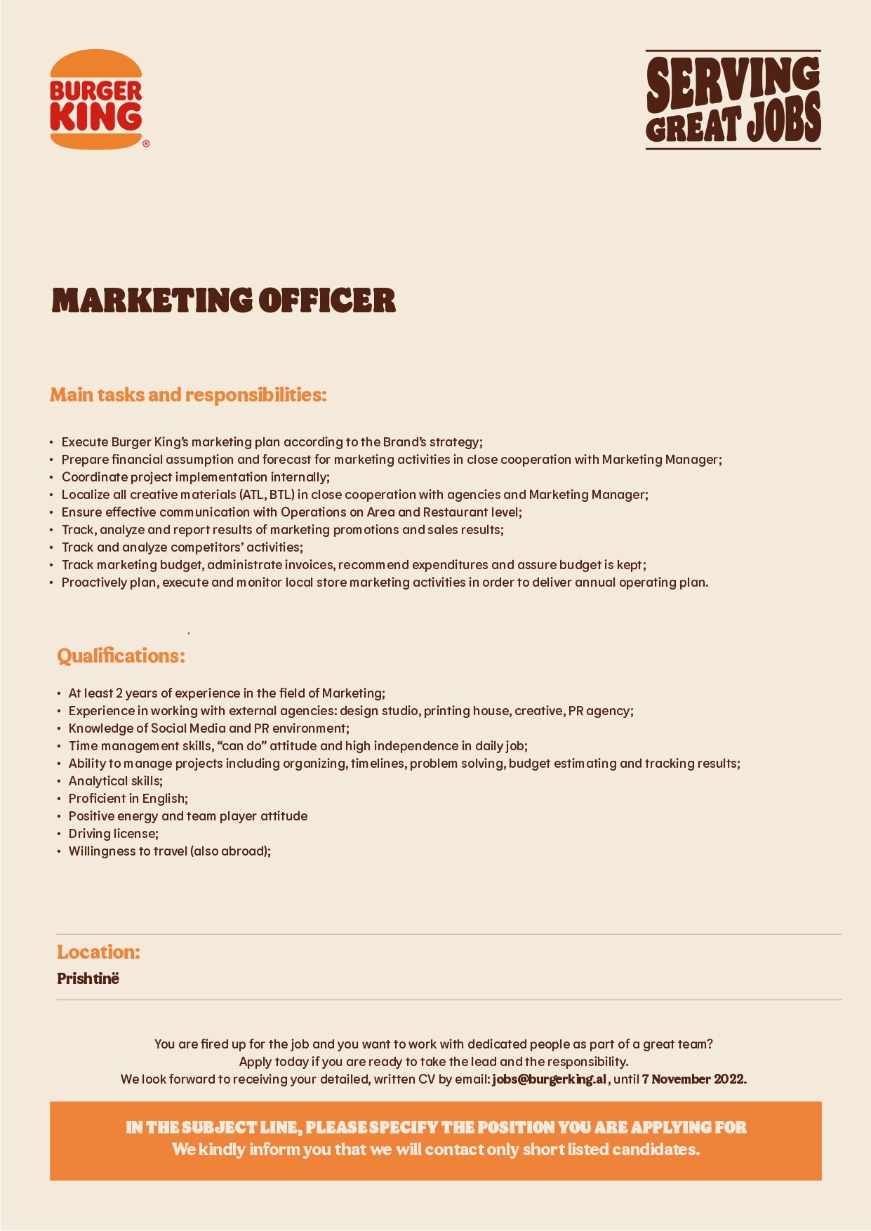 MARKETING OFFICER